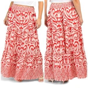 Calypso St. Barth Red and White Maxi Skirt